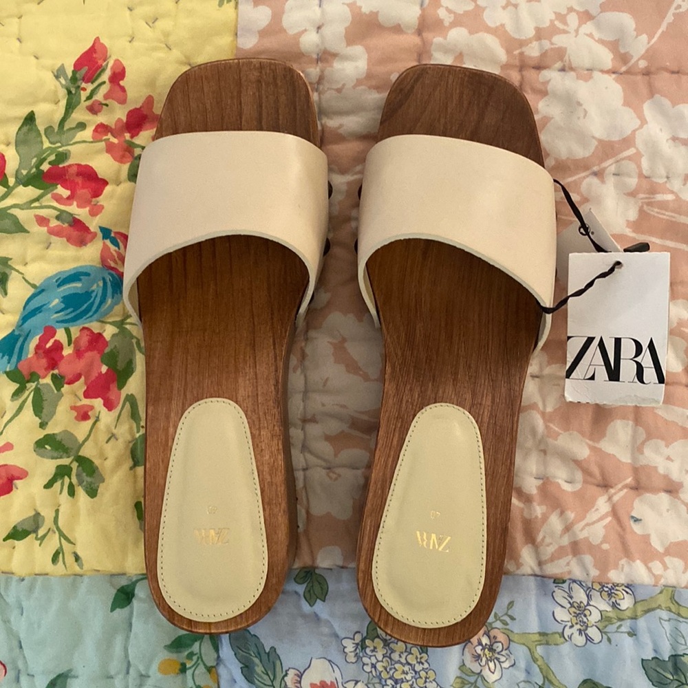 Zara wooden clog sandals